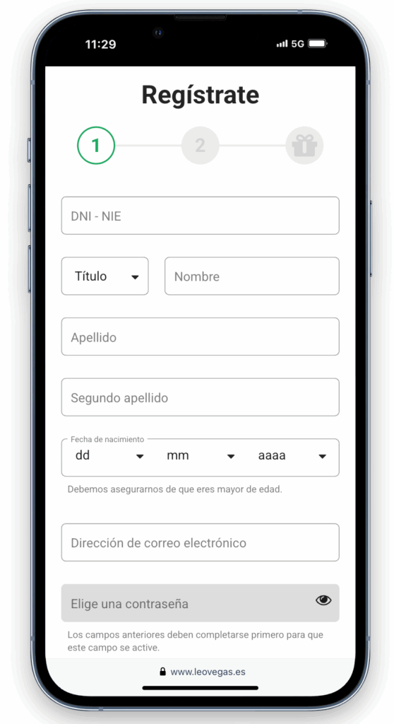 registro sin código promocional Leovegas en España